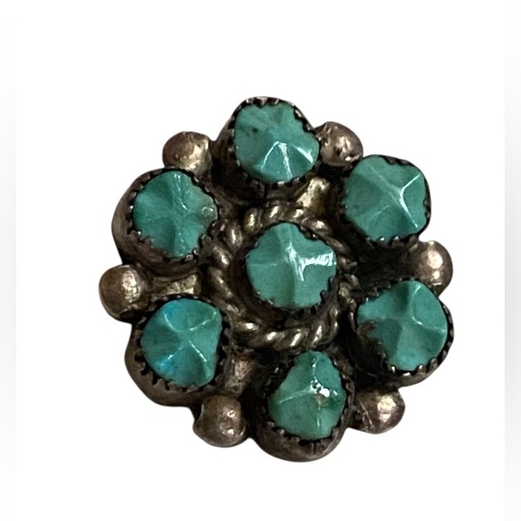 Jewelry - Vintage Native Turquoise Sterling Silver Clip on Single Earring #7434